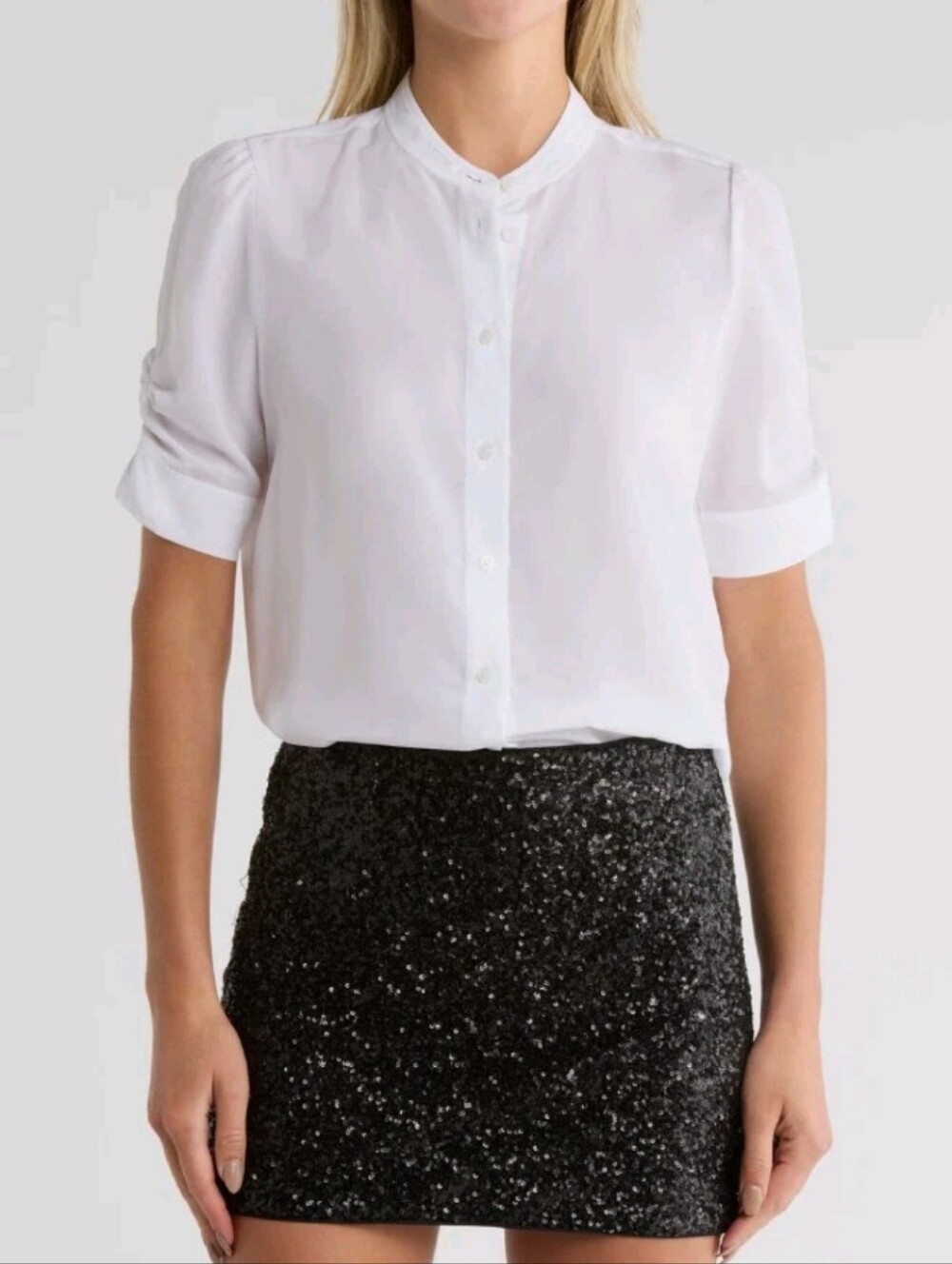 FRAME Size XL The Frankie White Puff Sleeve Shirt Msrp $298